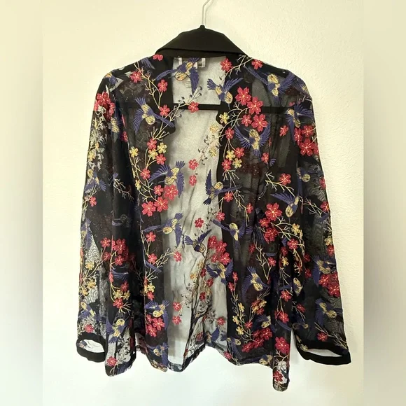 Drapers & Damon’s Plus Size Black Floral Sheer Women's Blouse Size 1X - Picture 3 of 4